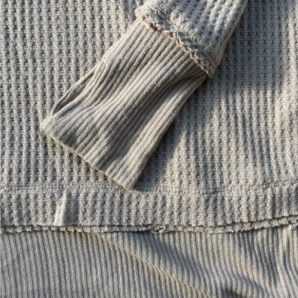 We The Free Taupe Waffle Knit Top - Picture 2 of 3